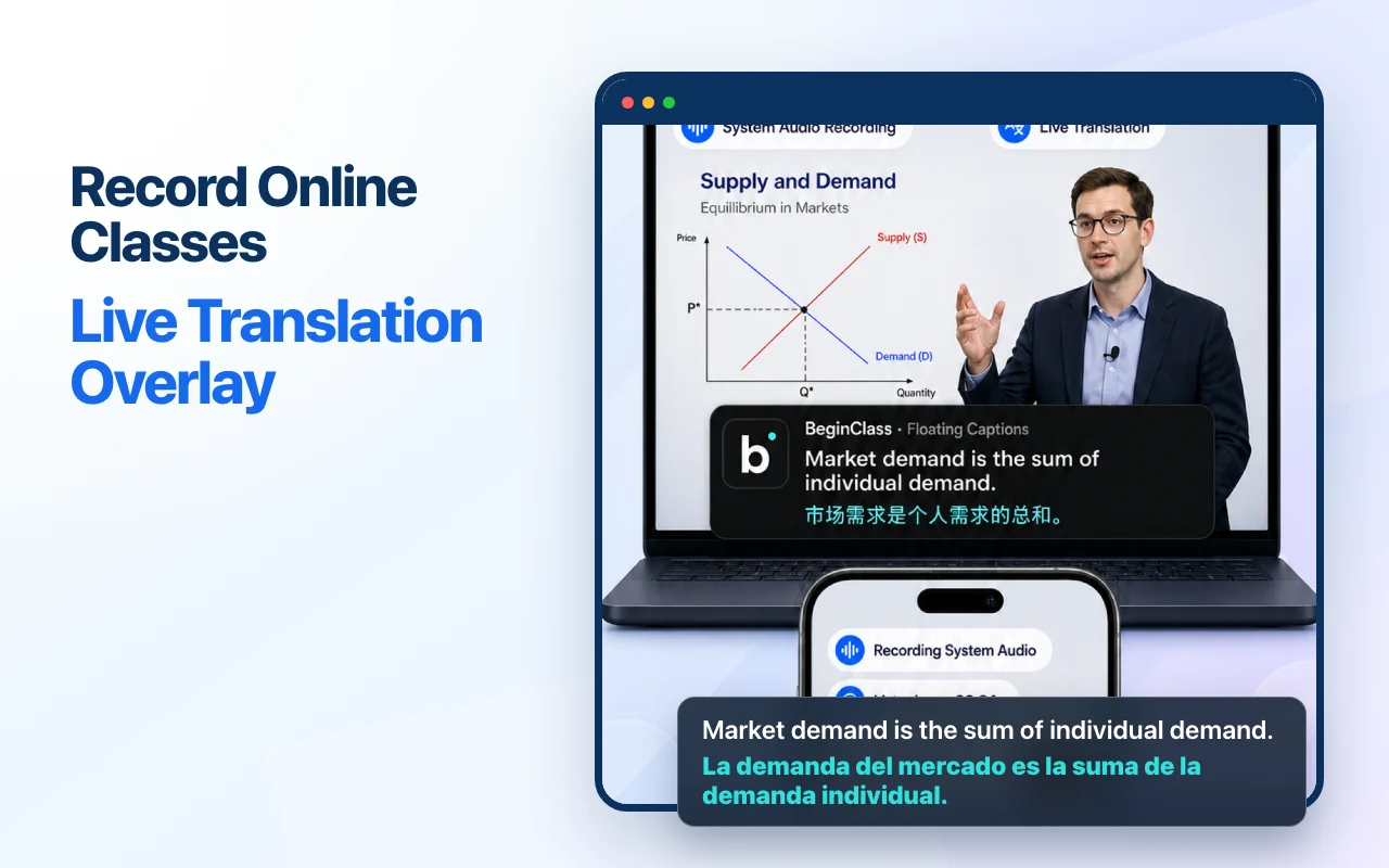 Record online classes with floating captions